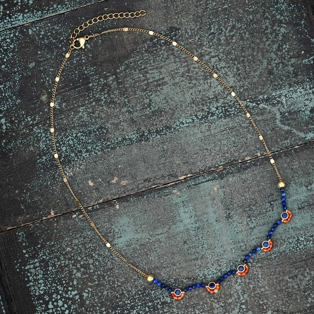 Unique Design Red Agate Flower Chain Necklace