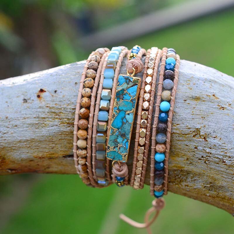 Intense Turquoise Protection Bracelet - Wrap Bracelets - Pretland | Spiritual Crystals & Jewelry