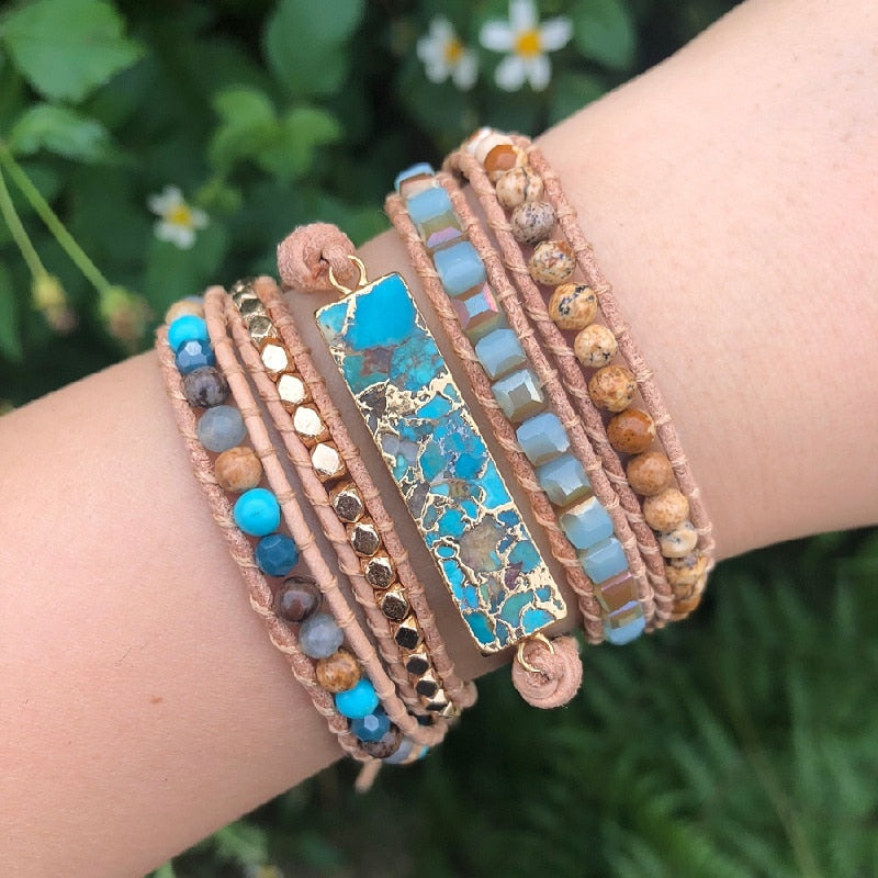 Intense Turquoise Protection Bracelet - Wrap Bracelets - Pretland | Spiritual Crystals & Jewelry