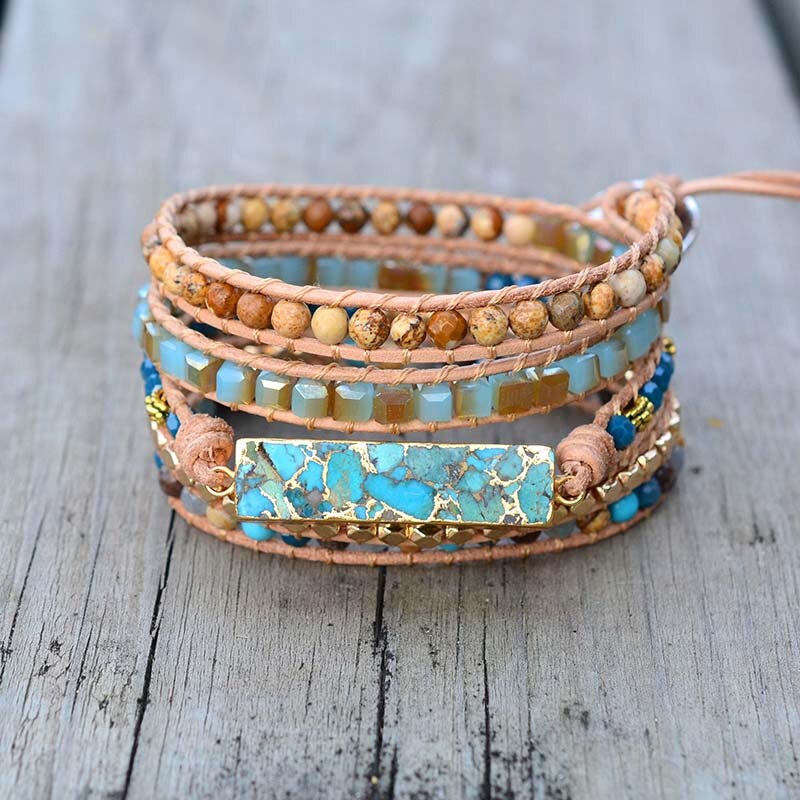 Intense Turquoise Protection Bracelet - Wrap Bracelets - Pretland | Spiritual Crystals & Jewelry