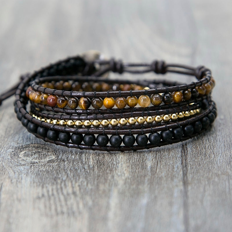 Powerful Tiger’s Eye Beaded Bracelet - Wrap Bracelets - Pretland | Spiritual Crystals & Jewelry