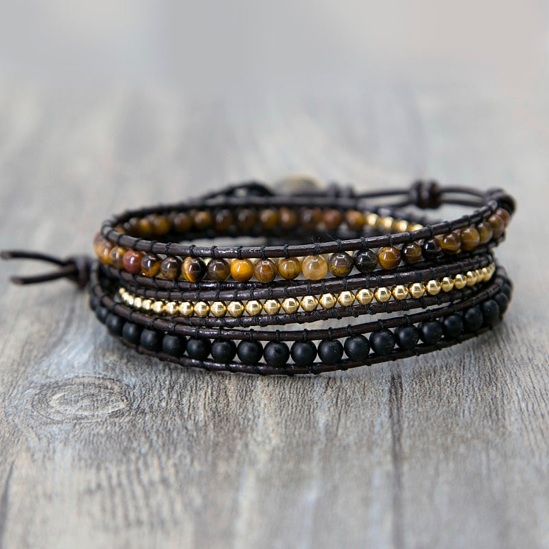 Powerful Tiger’s Eye Beaded Bracelet - Wrap Bracelets - Pretland | Spiritual Crystals & Jewelry