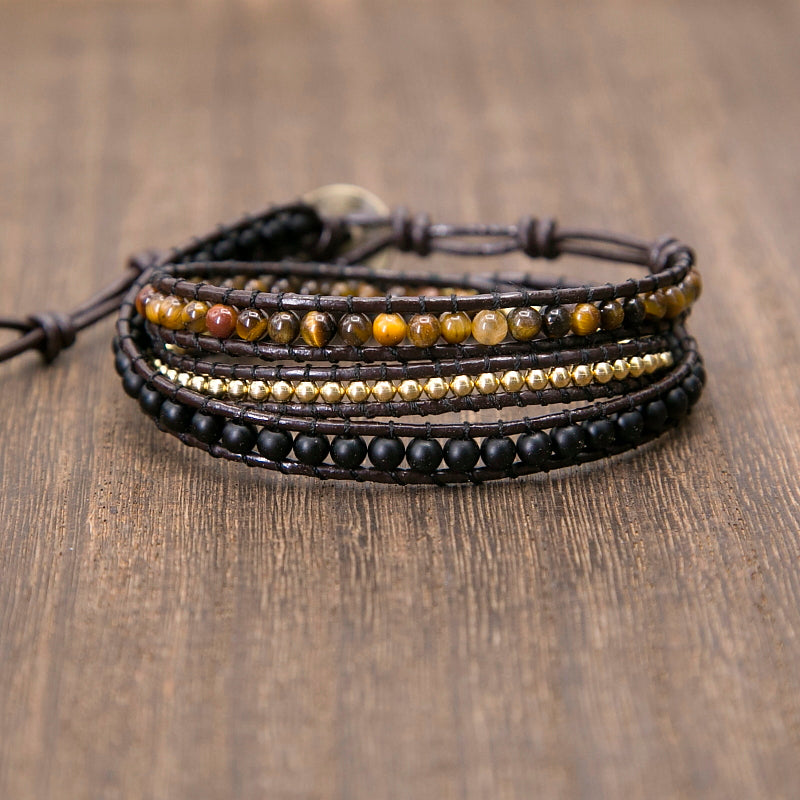 Powerful Tiger’s Eye Beaded Bracelet - Wrap Bracelets - Pretland | Spiritual Crystals & Jewelry