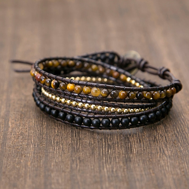 Powerful Tiger’s Eye Beaded Bracelet - Wrap Bracelets - Pretland | Spiritual Crystals & Jewelry