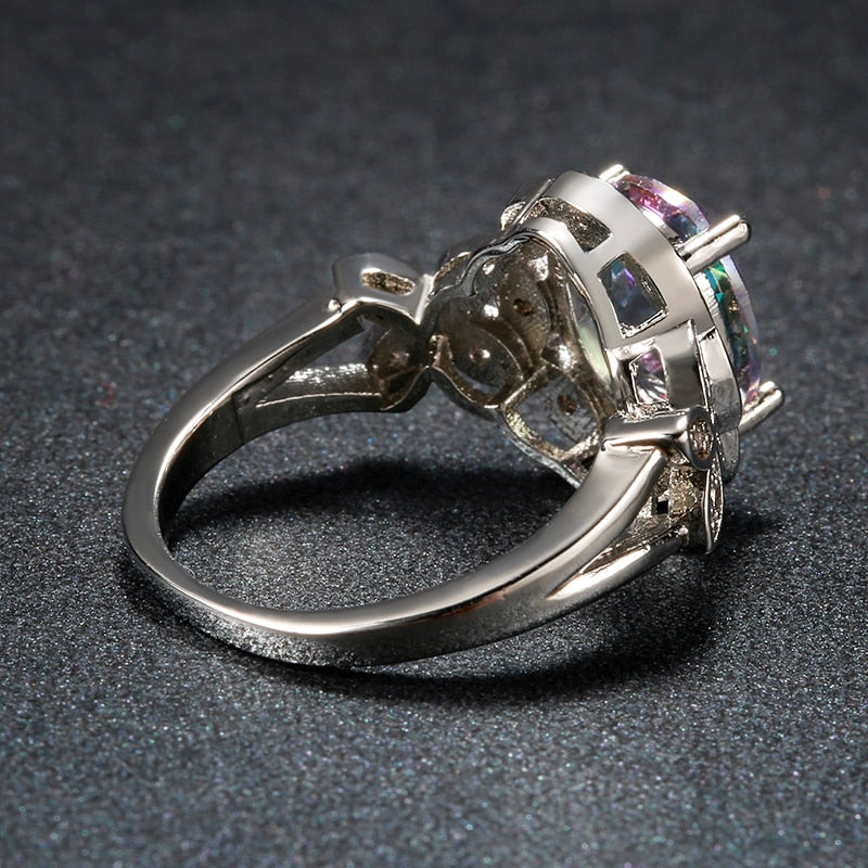 Mystic Rainbow Topaz Sterling Silver Ring - Rings - Pretland | Spiritual Crystals & Jewelry