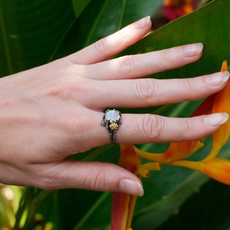 Vintage Natural Moonstone Silver Ring - Rings - Pretland | Spiritual Crystals & Jewelry