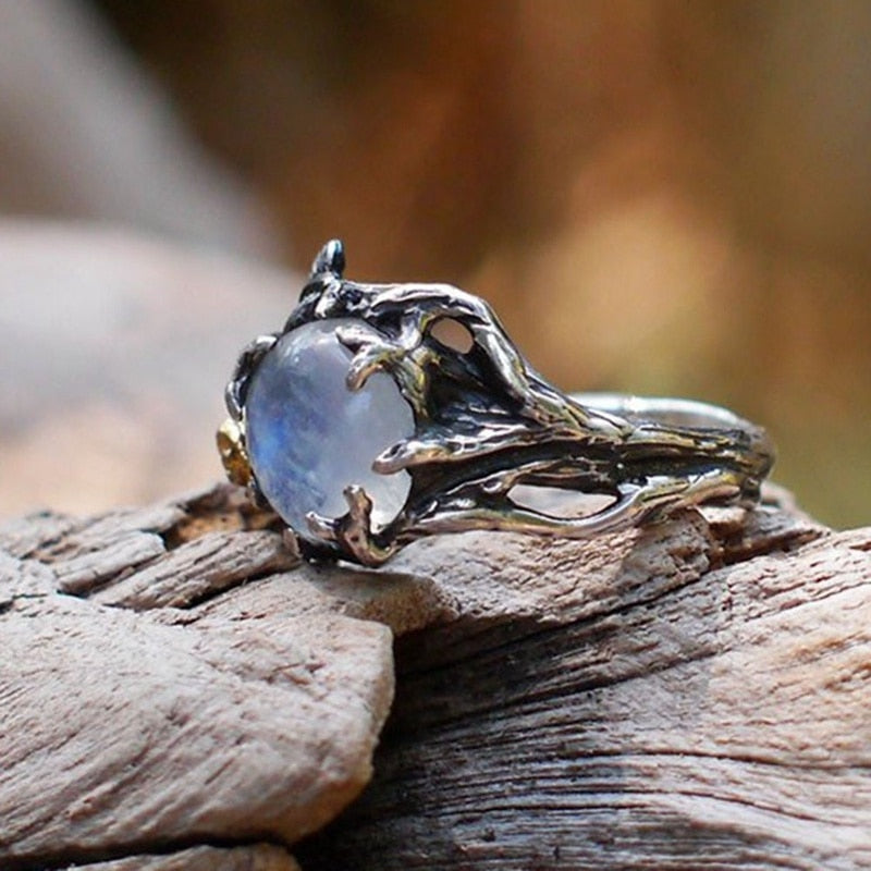 Vintage Natural Moonstone Silver Ring - Rings - Pretland | Spiritual Crystals & Jewelry