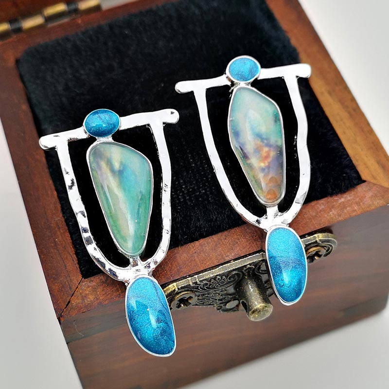 Ethnic Design Blue Earrings - Earrings - Pretland | Spiritual Crystals & Jewelry