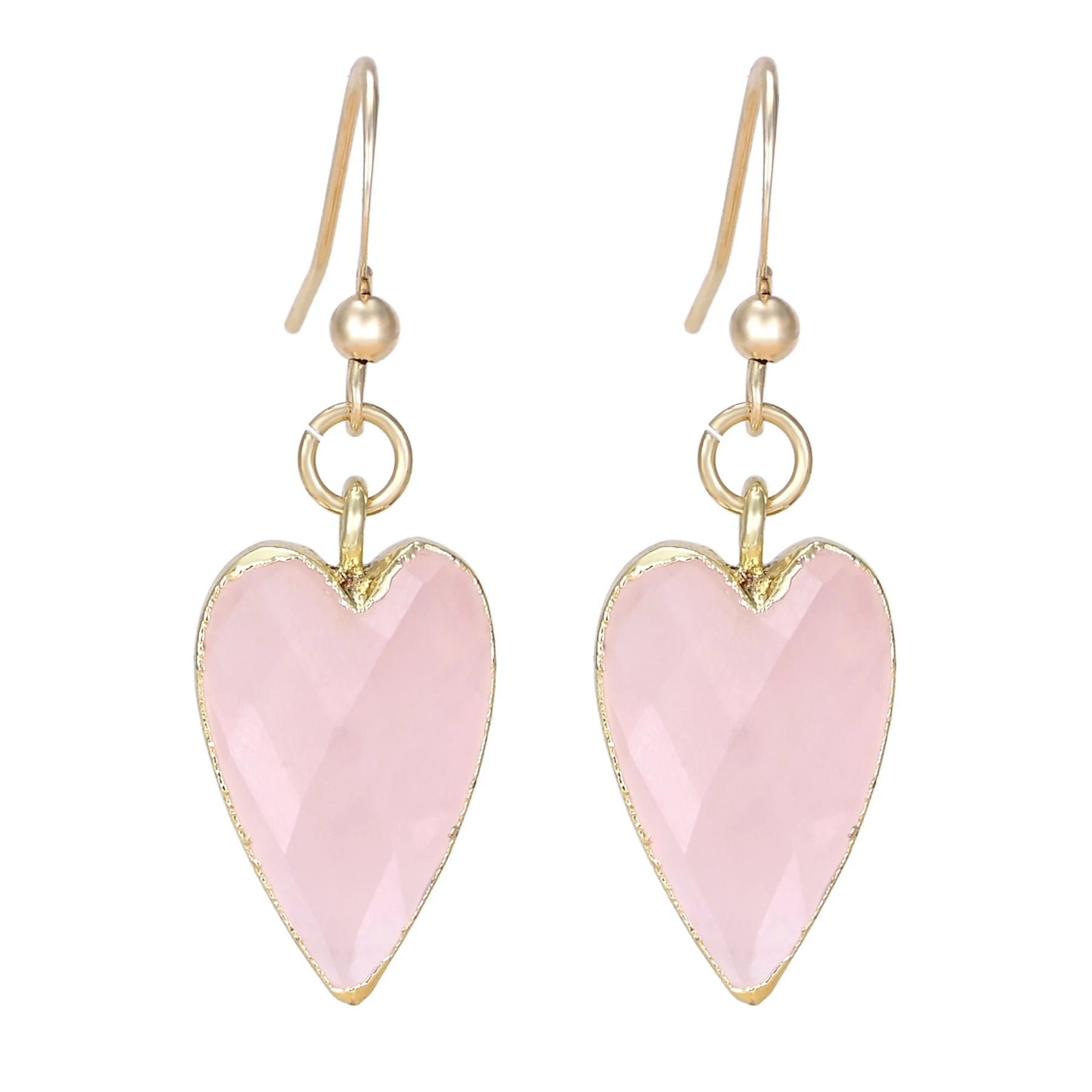 Heart Shape Earrings with Natural Rose Quartz