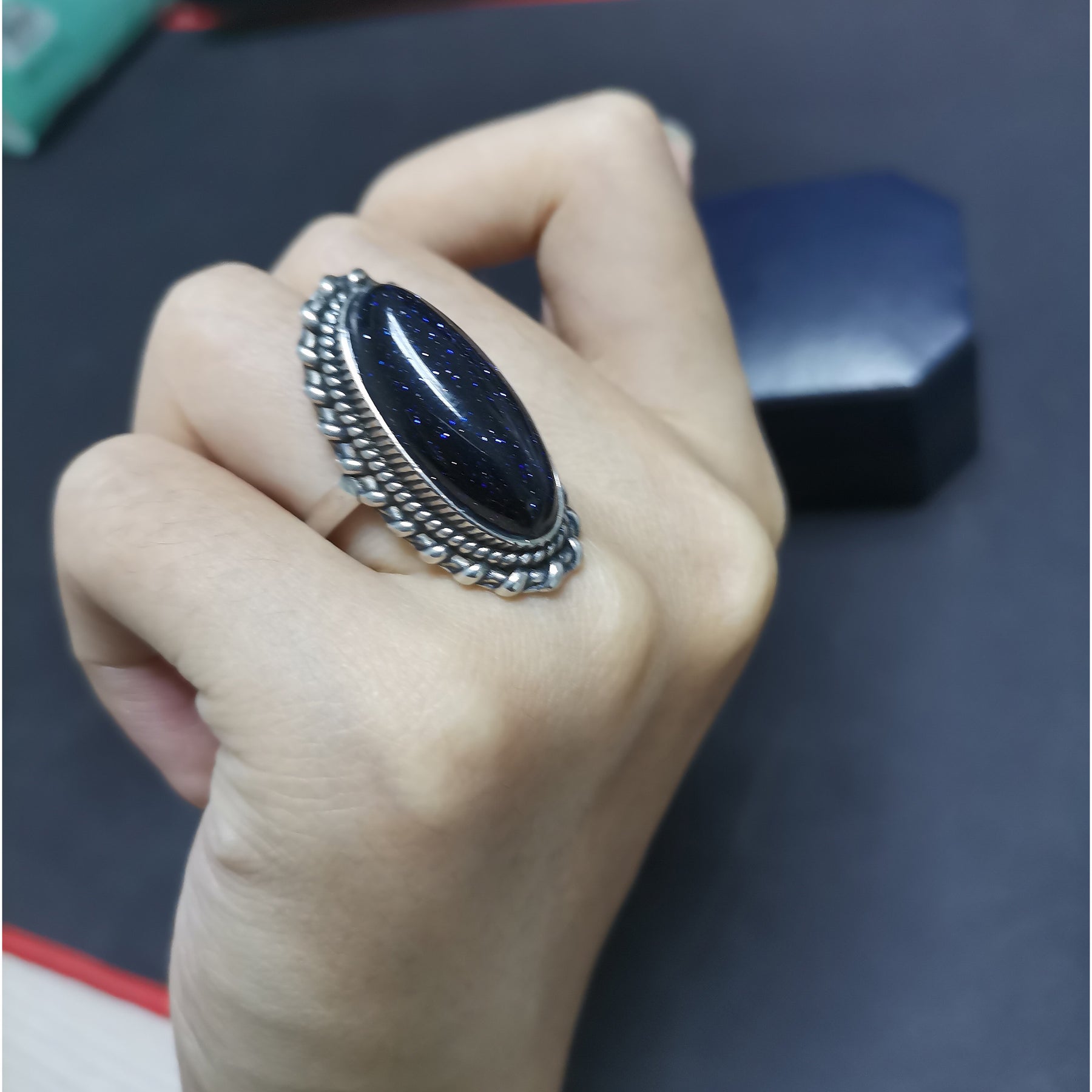 Elegant Aventurine 925 Sterling Silver Ring - Rings - Pretland | Spiritual Crystals & Jewelry