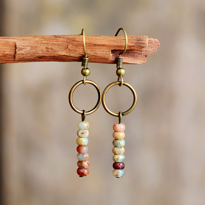 Vintage Jasper Tourmaline Earrings - Earrings - Pretland | Spiritual Crystals & Jewelry