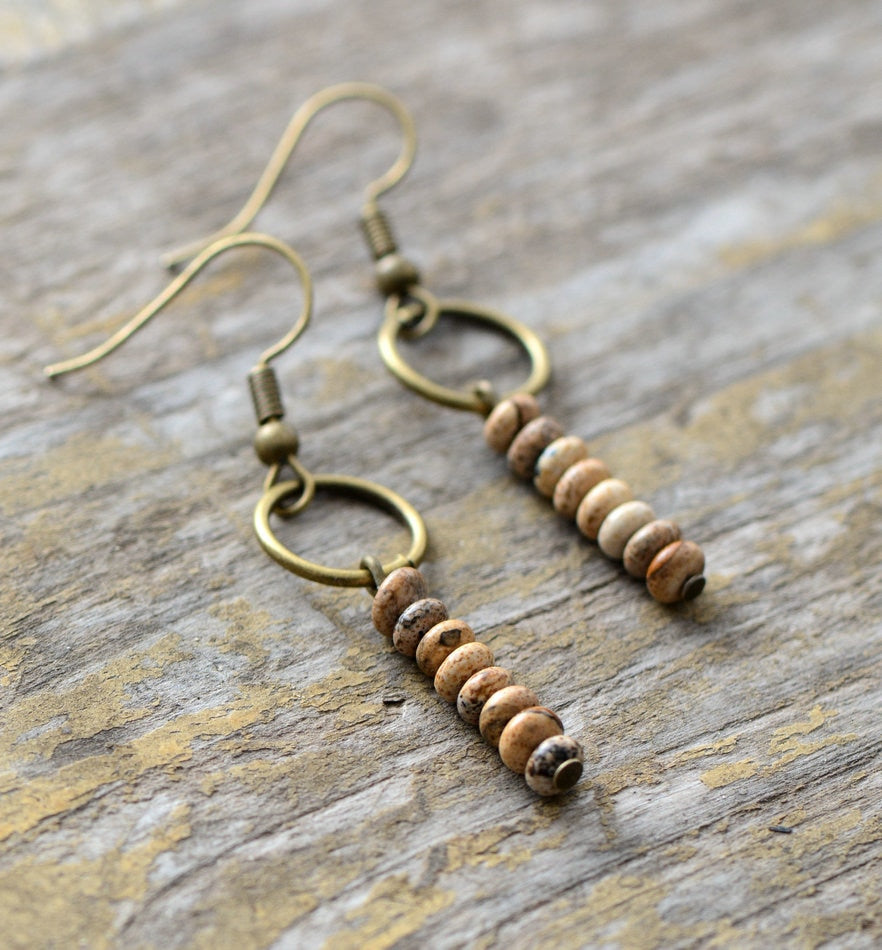 Vintage Jasper Tourmaline Earrings - Earrings - Pretland | Spiritual Crystals & Jewelry