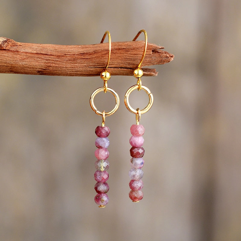 Vintage Jasper Tourmaline Earrings - Earrings - Pretland | Spiritual Crystals & Jewelry