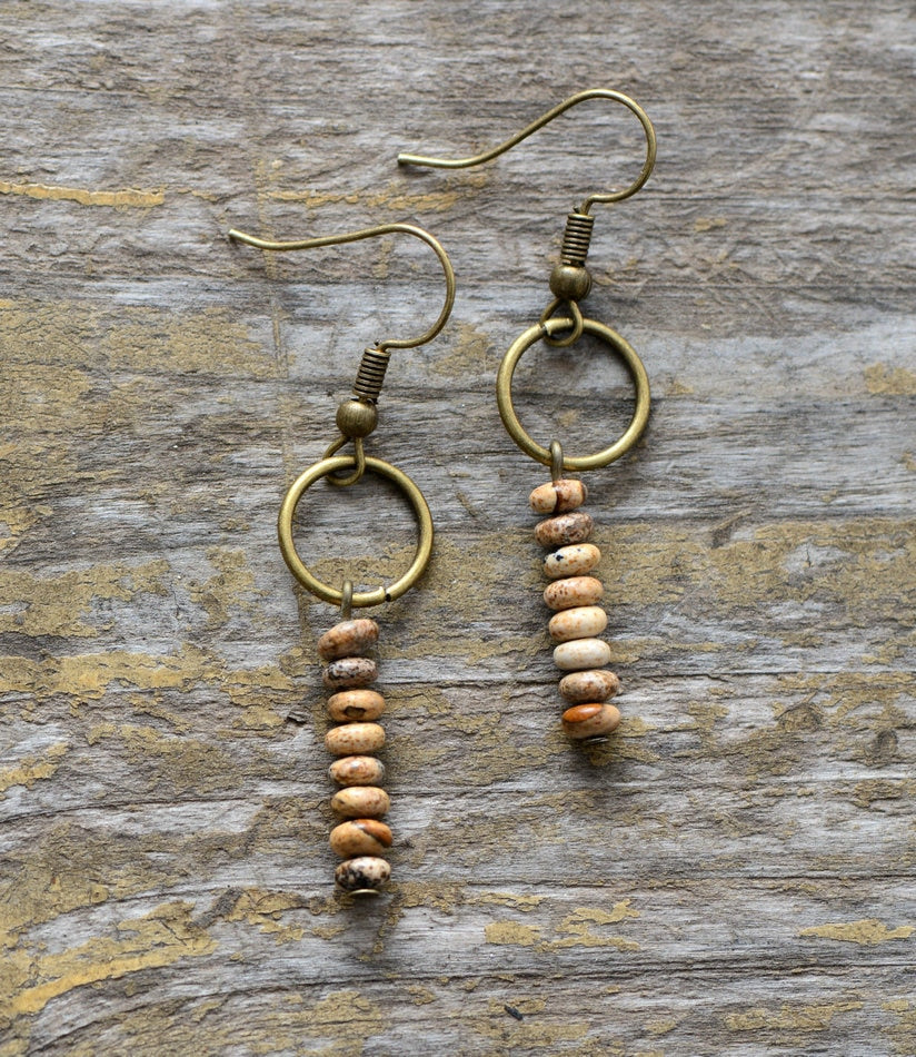 Vintage Jasper Tourmaline Earrings - Earrings - Pretland | Spiritual Crystals & Jewelry