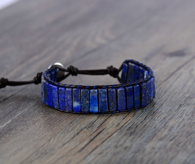 Lapis Lazuli Tube Bracelet - Bracelets - Pretland | Spiritual Crystals & Jewelry