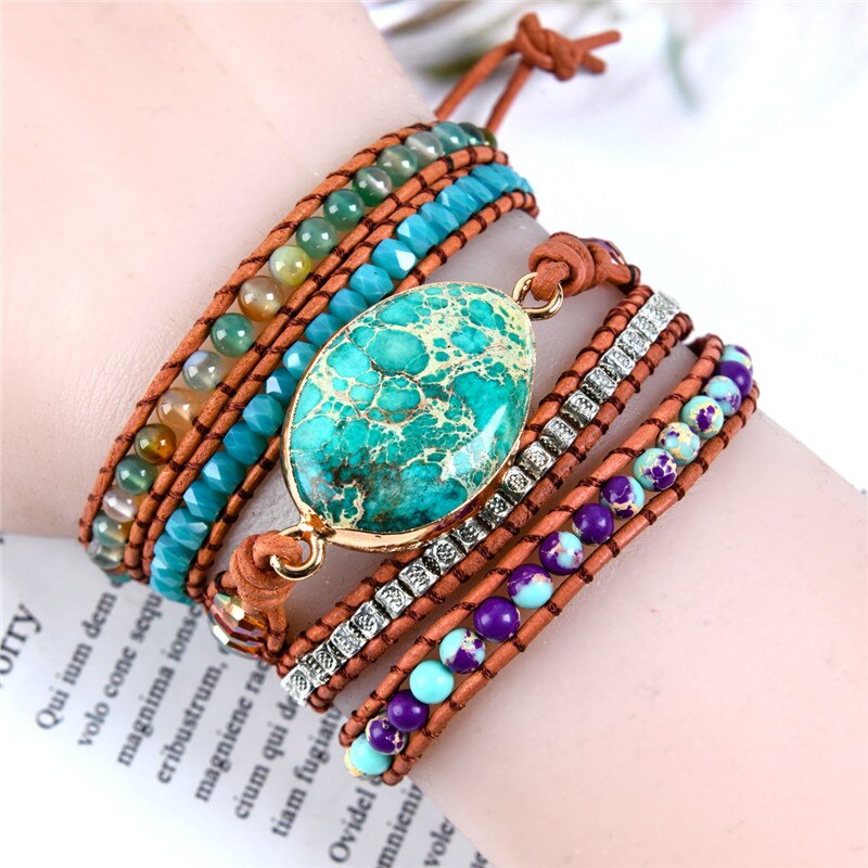 Jasper Protection Wrap Bracelet - Wrap Bracelets - Pretland | Spiritual Crystals & Jewelry