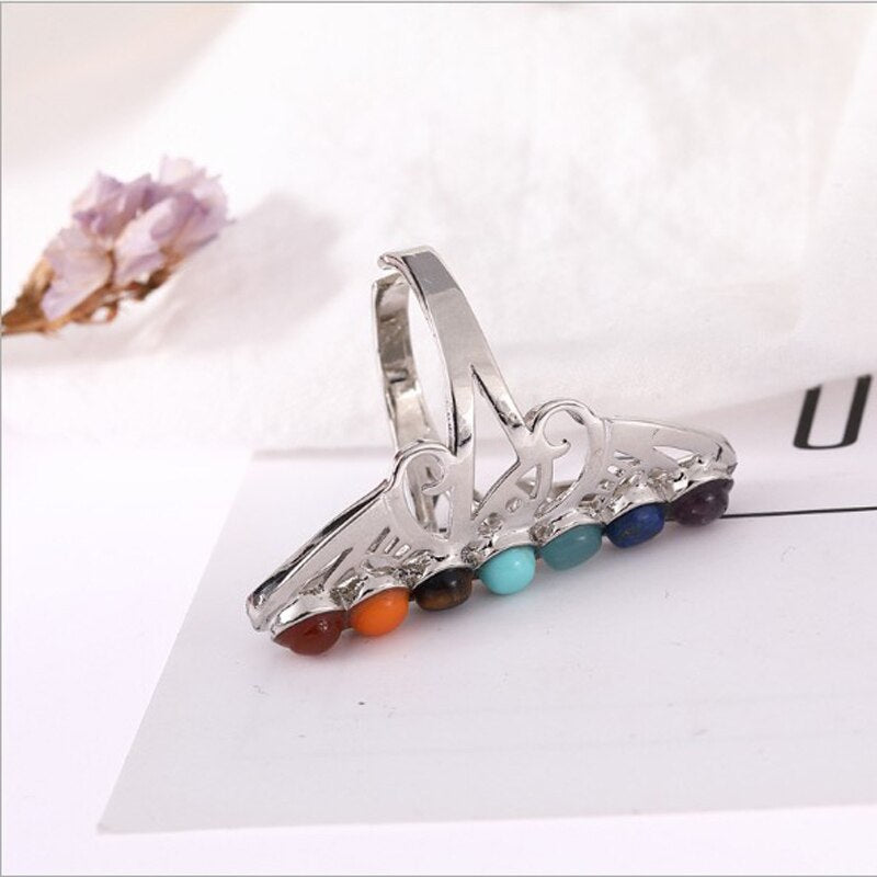 Lovely 7 Chakra Reiki Ring - Rings - Pretland | Spiritual Crystals & Jewelry