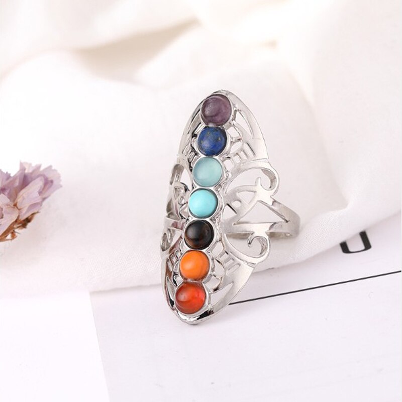 Lovely 7 Chakra Reiki Ring - Rings - Pretland | Spiritual Crystals & Jewelry