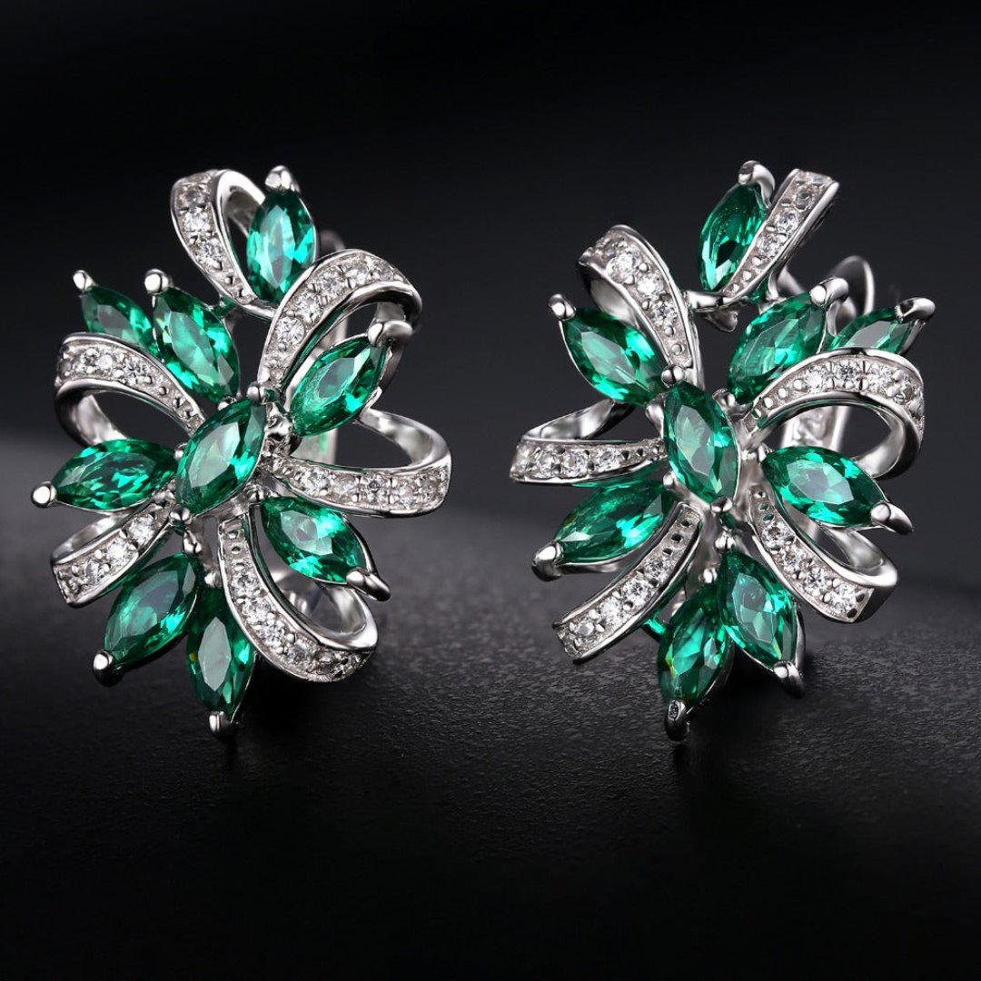 Elegant Emerald 925 Sterling Silver Earrings - Earrings - Pretland | Spiritual Crystals & Jewelry