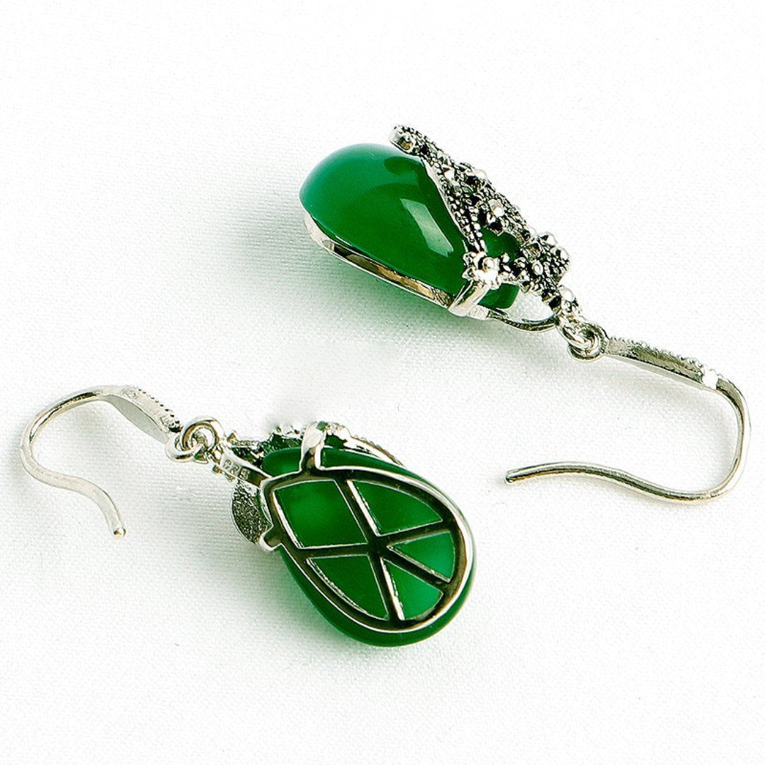 Vintage Emerald & Garnet 925 Silver Earrings - Earrings - Pretland | Spiritual Crystals & Jewelry