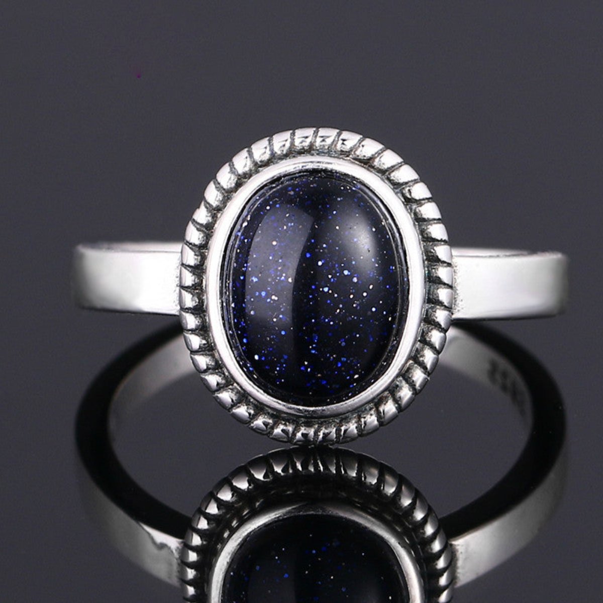 Vintage Blue Sandstone Silver Ring - Rings - Pretland | Spiritual Crystals & Jewelry