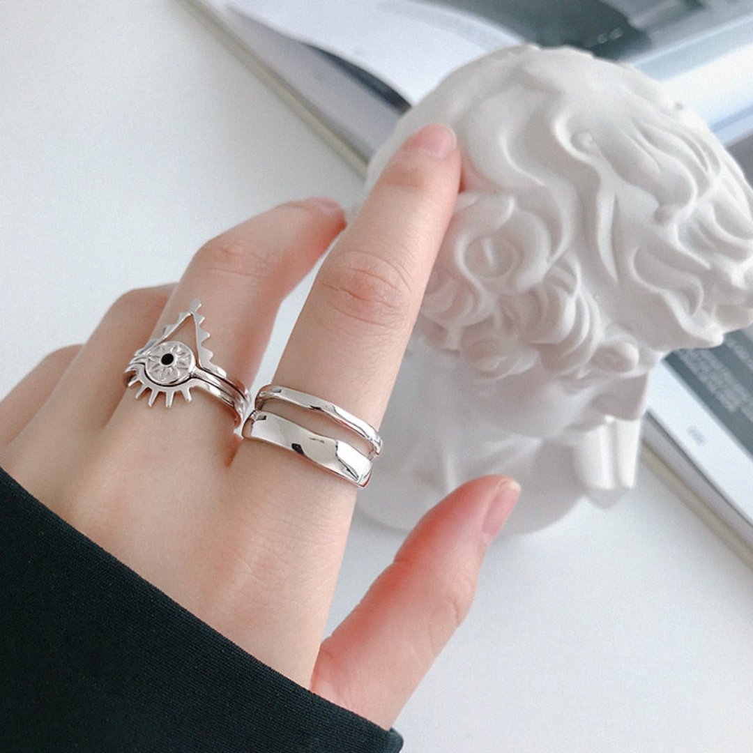 Dahlia 925 Sterling Silver Adjustable Ring - Rings - Pretland | Spiritual Crystals & Jewelry