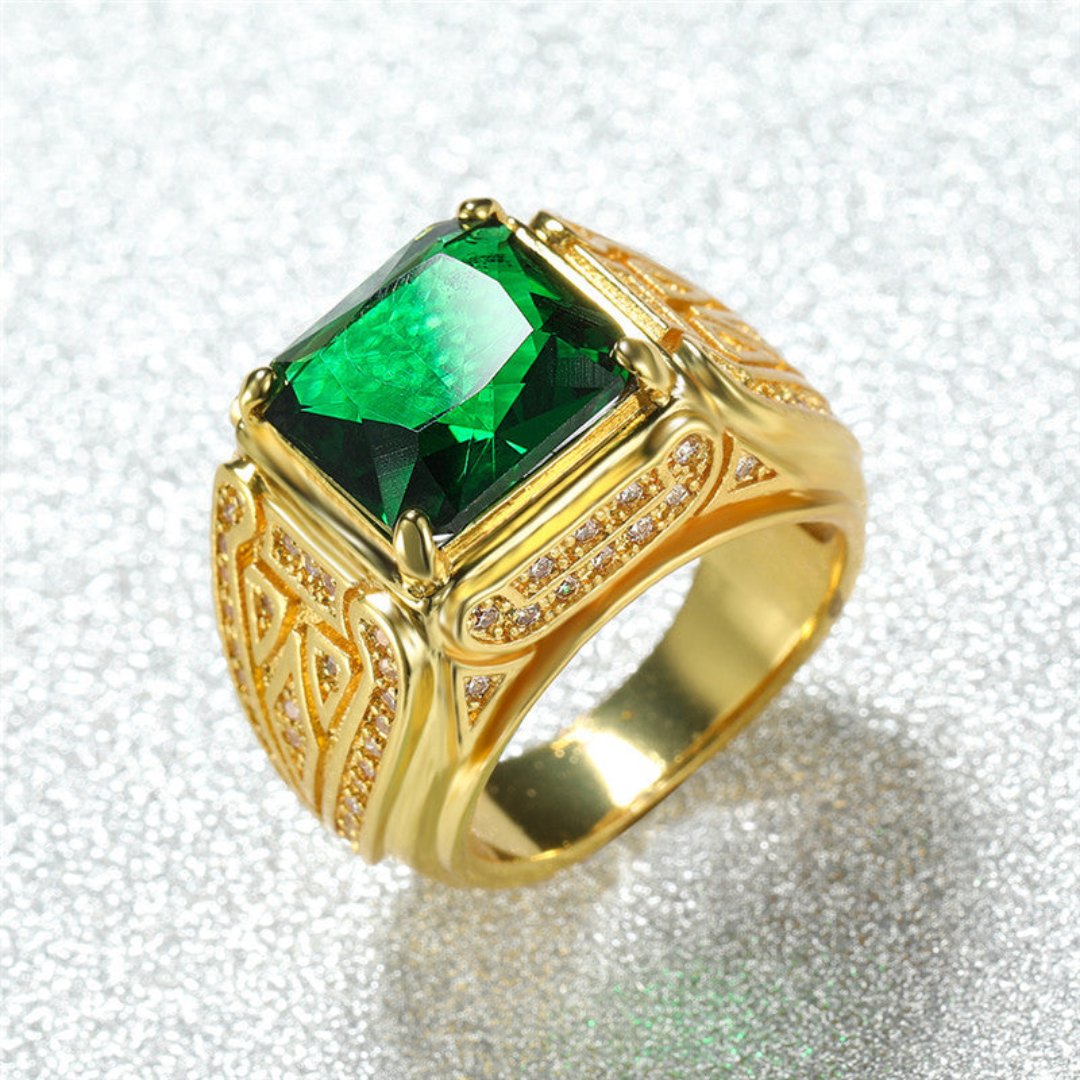 Chic Royal Emerald & Zirconia Ring - Rings - Pretland | Spiritual Crystals & Jewelry