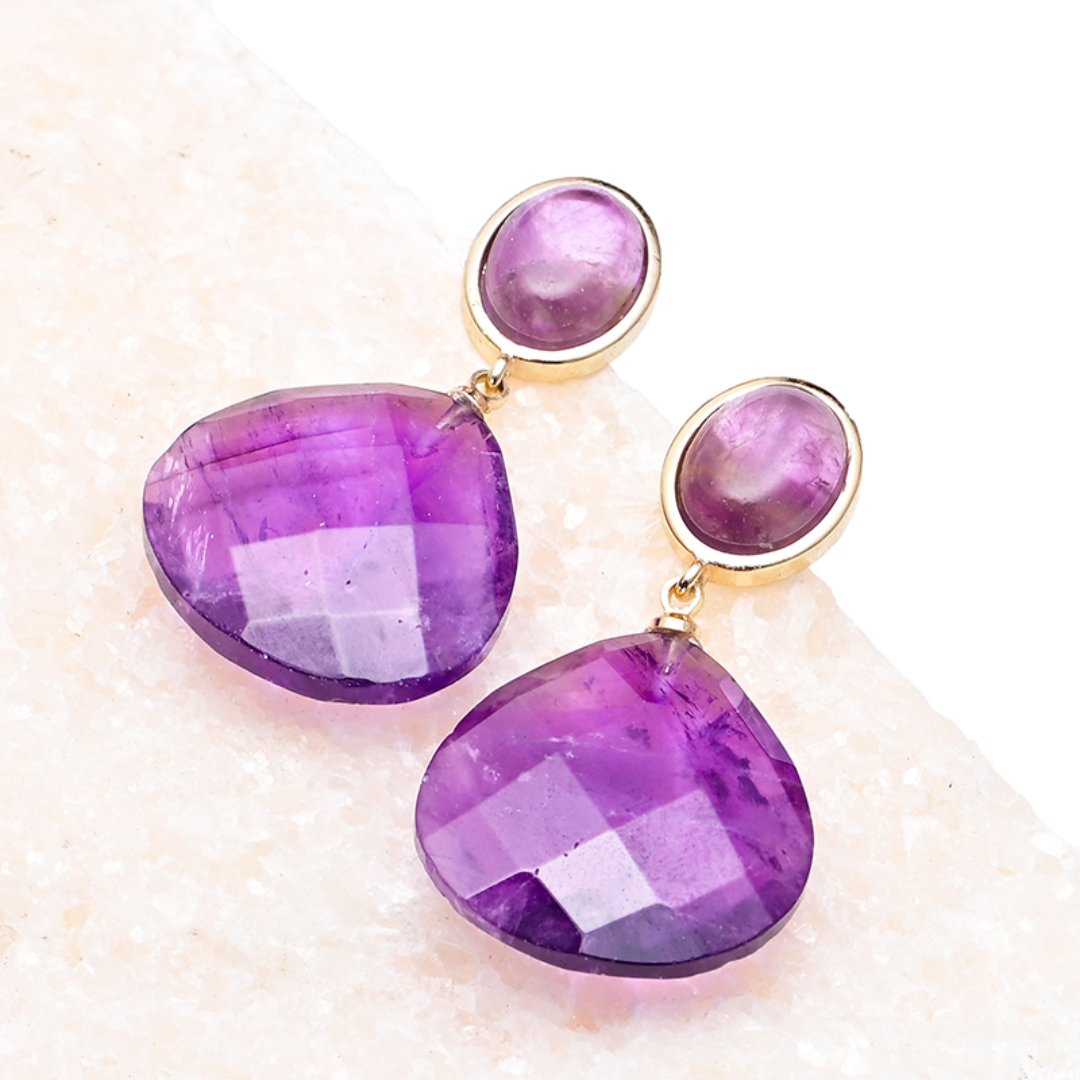 Spiritual Ethnic Amethyst Earrings - Earrings - Pretland | Spiritual Crystals & Jewelry