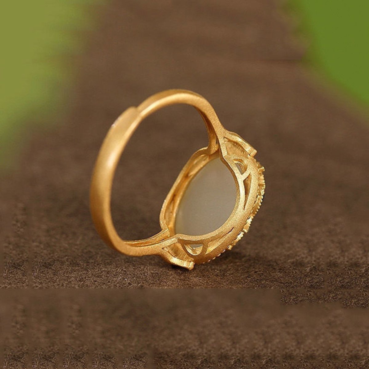 Elegant Gold Hetian Jade Adjustable Ring - Rings - Pretland | Spiritual Crystals & Jewelry