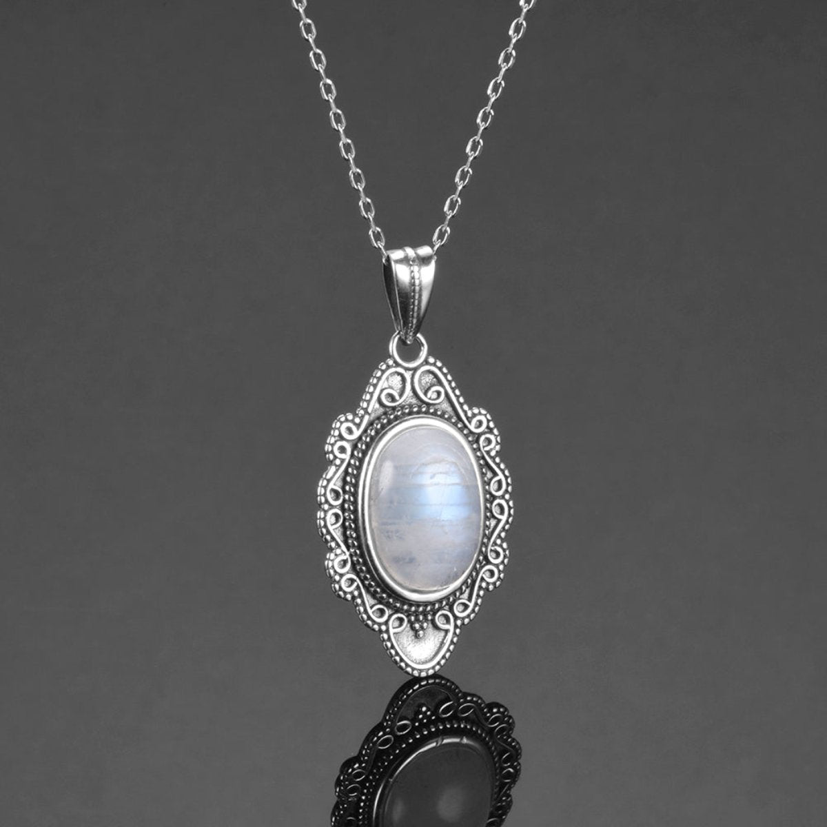 Vintage Natural Moonstone Sterling Silver Necklace - Necklaces - Pretland | Spiritual Crystals & Jewelry