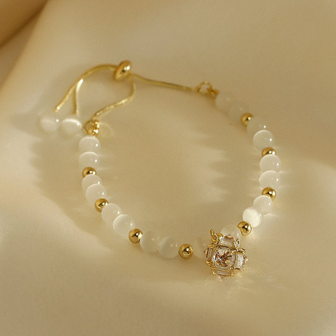 Elegant Opal & Zirconia Charm Bracelet - Bracelets - Pretland | Spiritual Crystals & Jewelry