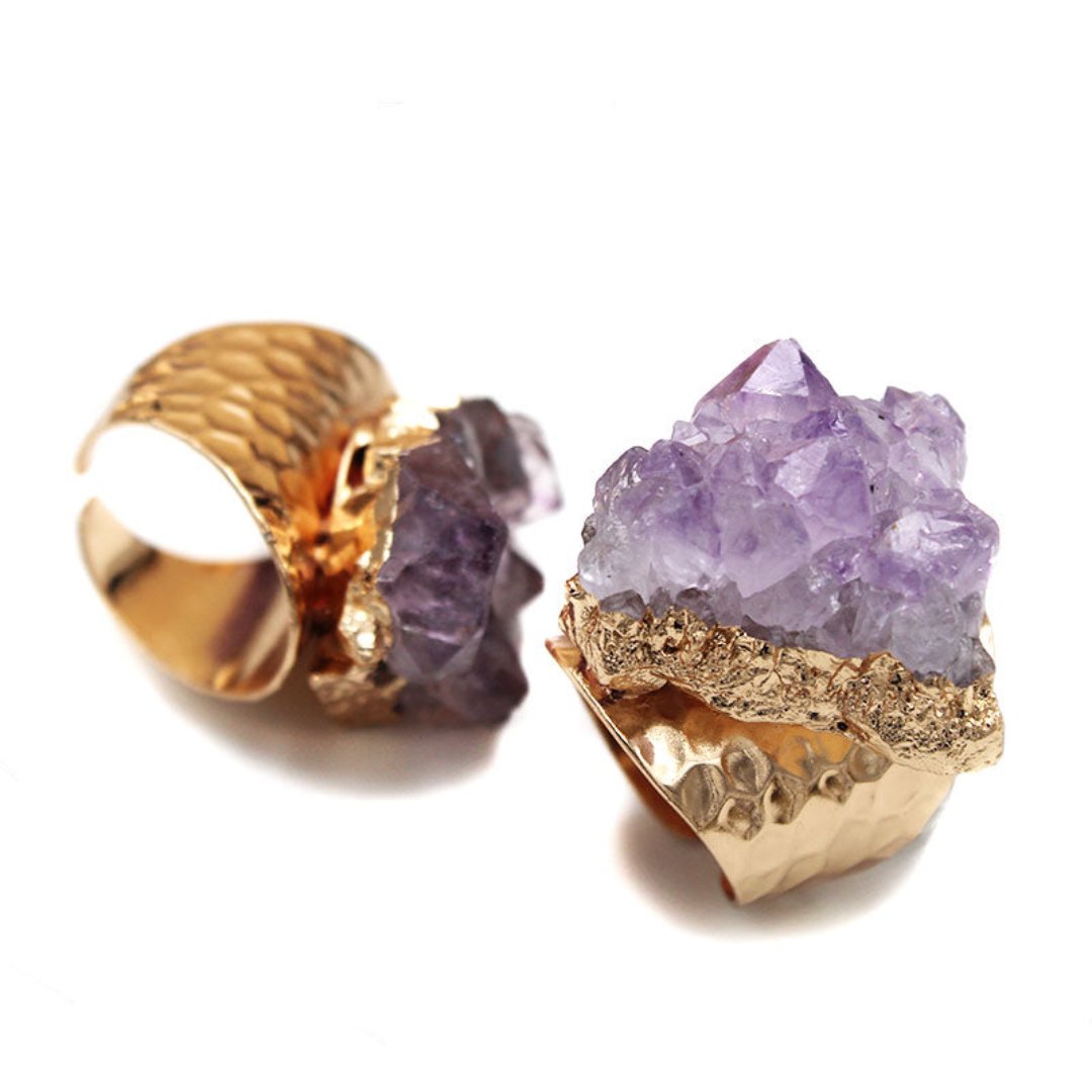 Natural Raw Amethyst Adjustable Ring - Rings - Pretland | Spiritual Crystals & Jewelry