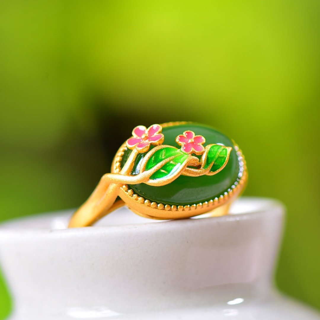 Pretty Flowers Chalcedony Adjustable Ring - Rings - Pretland | Spiritual Crystals & Jewelry