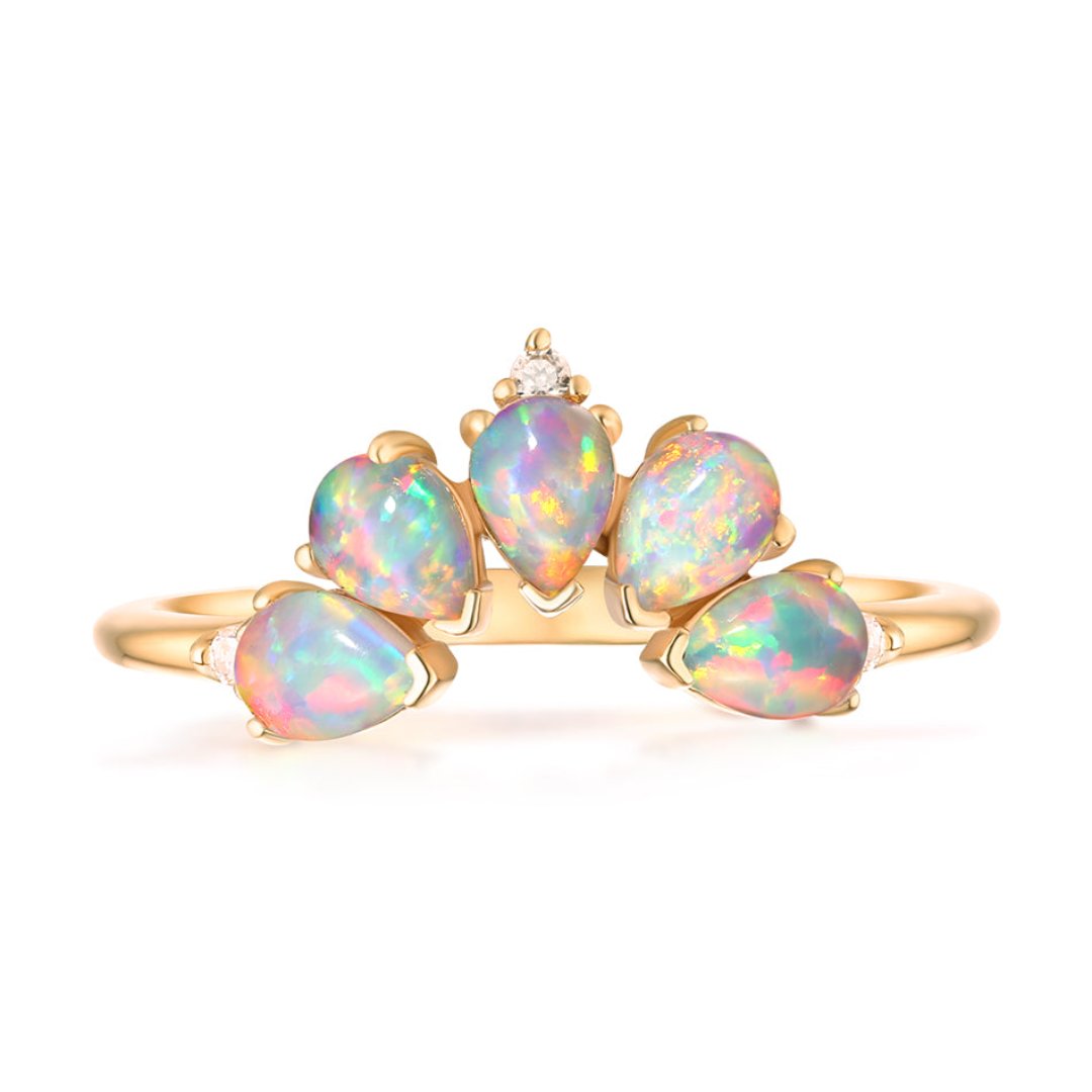 Natural Crystal 925 Sterling Silver Adjustable Ring - Opal - Rings - Pretland | Spiritual Crystals & Jewelry