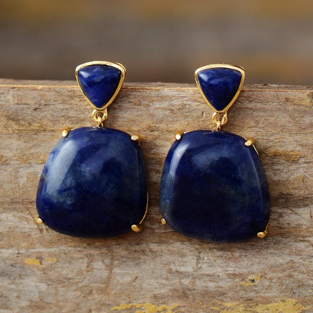 Spiritual Natural Lapis Lazuli Stud Earrings - Earrings - Pretland | Spiritual Crystals & Jewelry