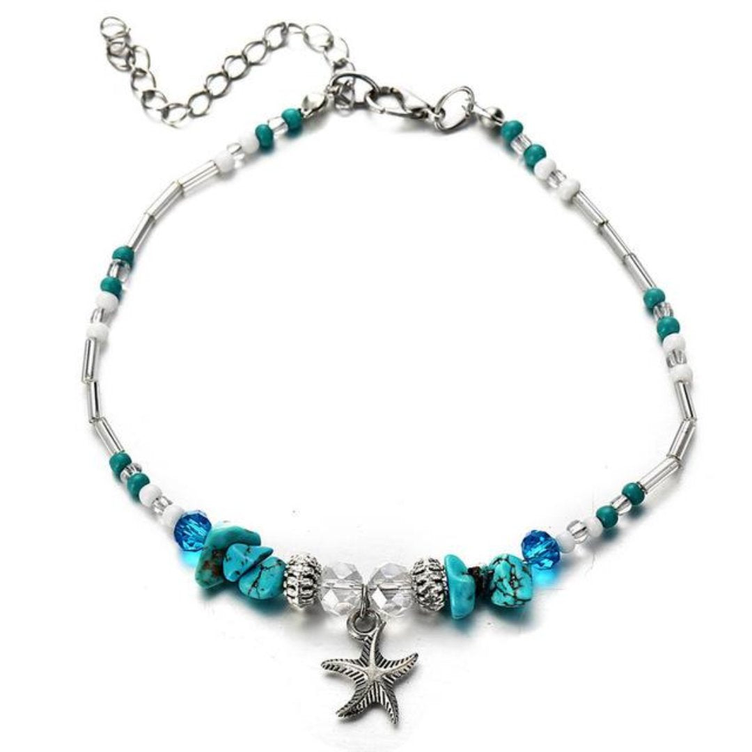 Chic Turquoise Starfish Anklet - Anklets - Pretland | Spiritual Crystals & Jewelry