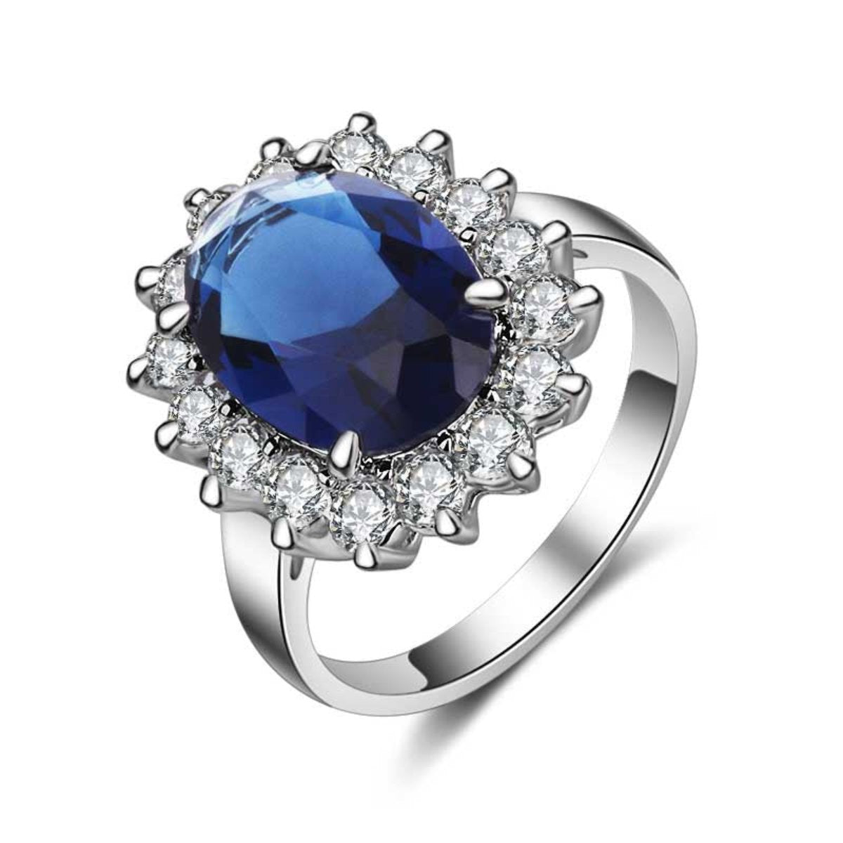 Elegant Oval Sapphire Silver Ring - Rings - Pretland | Spiritual Crystals & Jewelry