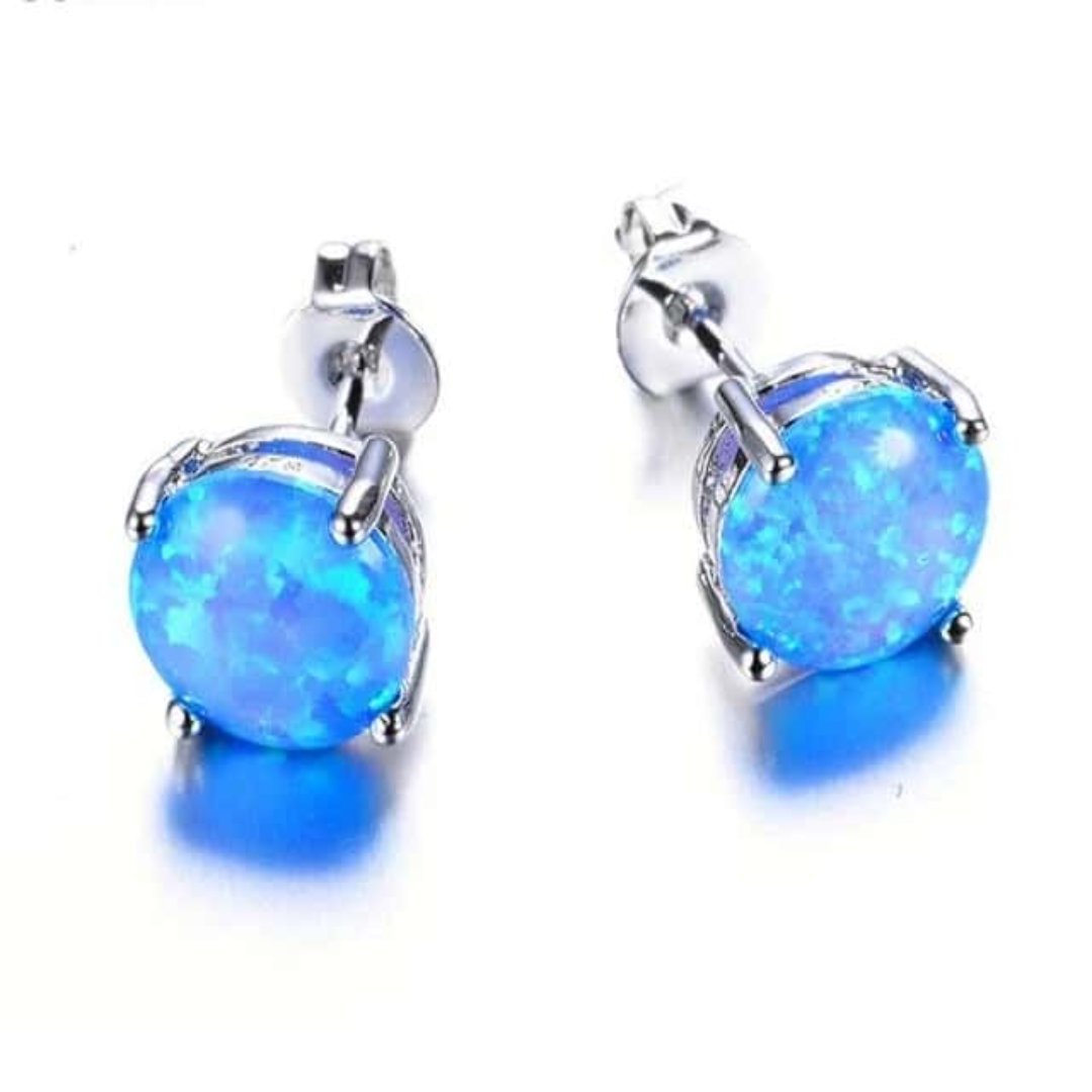 Blue Spirit Opal Silver Earrings - Earrings - Pretland | Spiritual Crystals & Jewelry