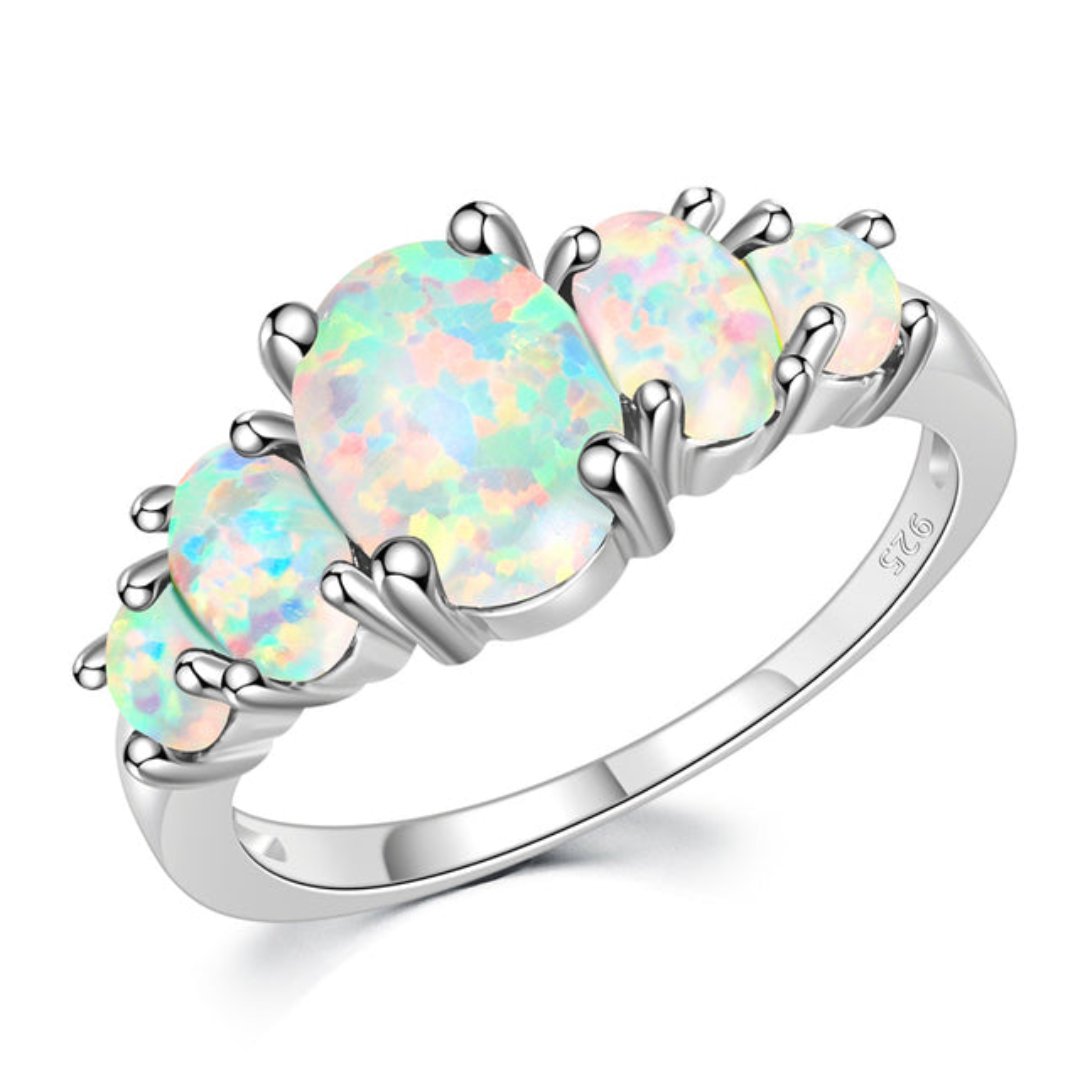 Spiritual White Fire Opal Silver Ring - Rings - Pretland | Spiritual Crystals & Jewelry