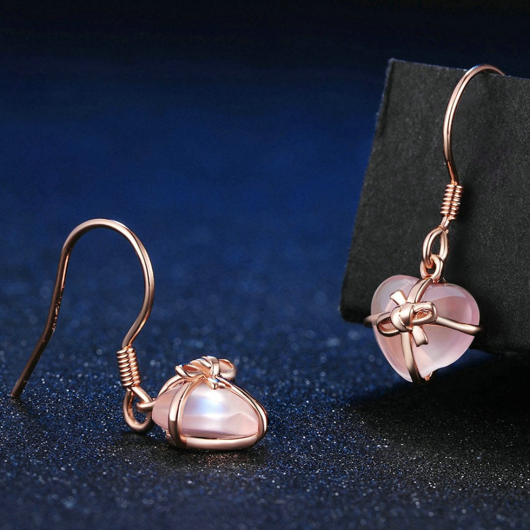 Romantic Rose Quartz 18K Gold Plated Earrings - Earrings - Pretland | Spiritual Crystals & Jewelry