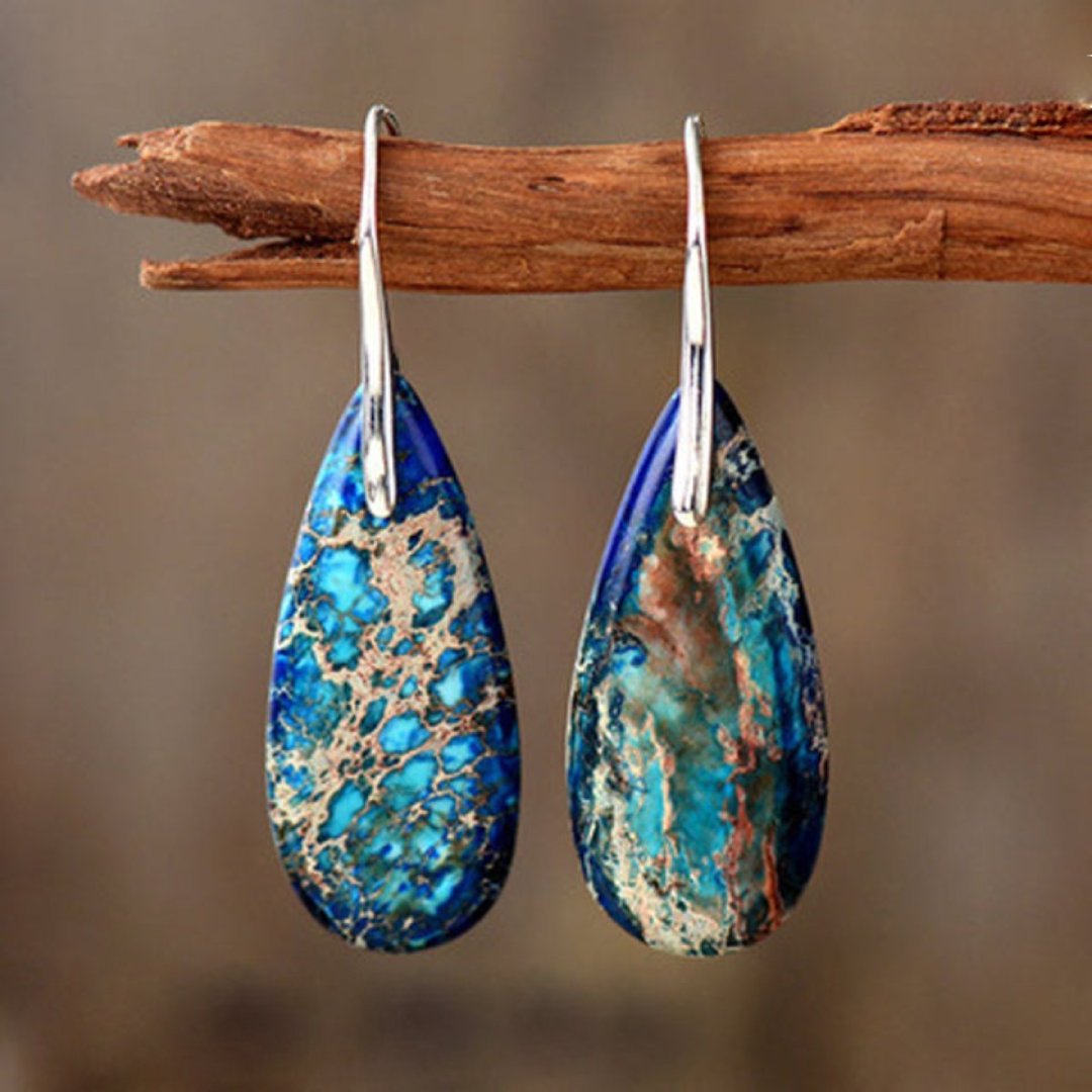 Natural Blue Sea Drop Earrings - Earrings - Pretland | Spiritual Crystals & Jewelry