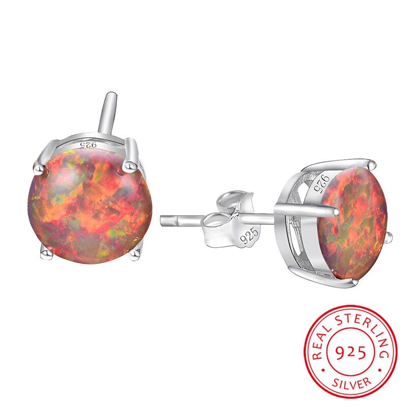 Spiritual Fire Opal Sterling Silver Earrings - Orange - Earrings - Pretland | Spiritual Crystals & Jewelry