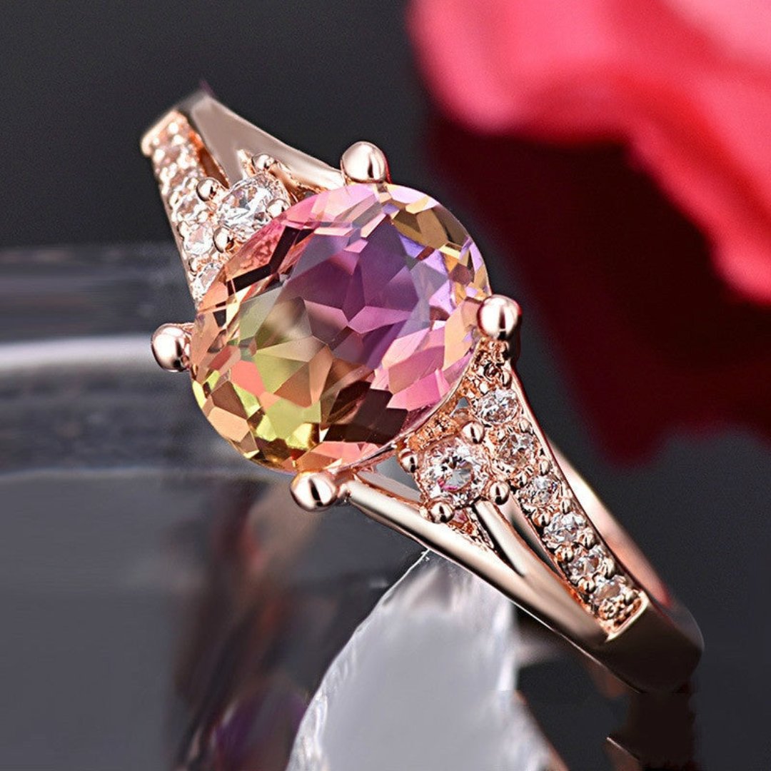 Elegant Color Zirconia Rose Gold Ring - Rings - Pretland | Spiritual Crystals & Jewelry