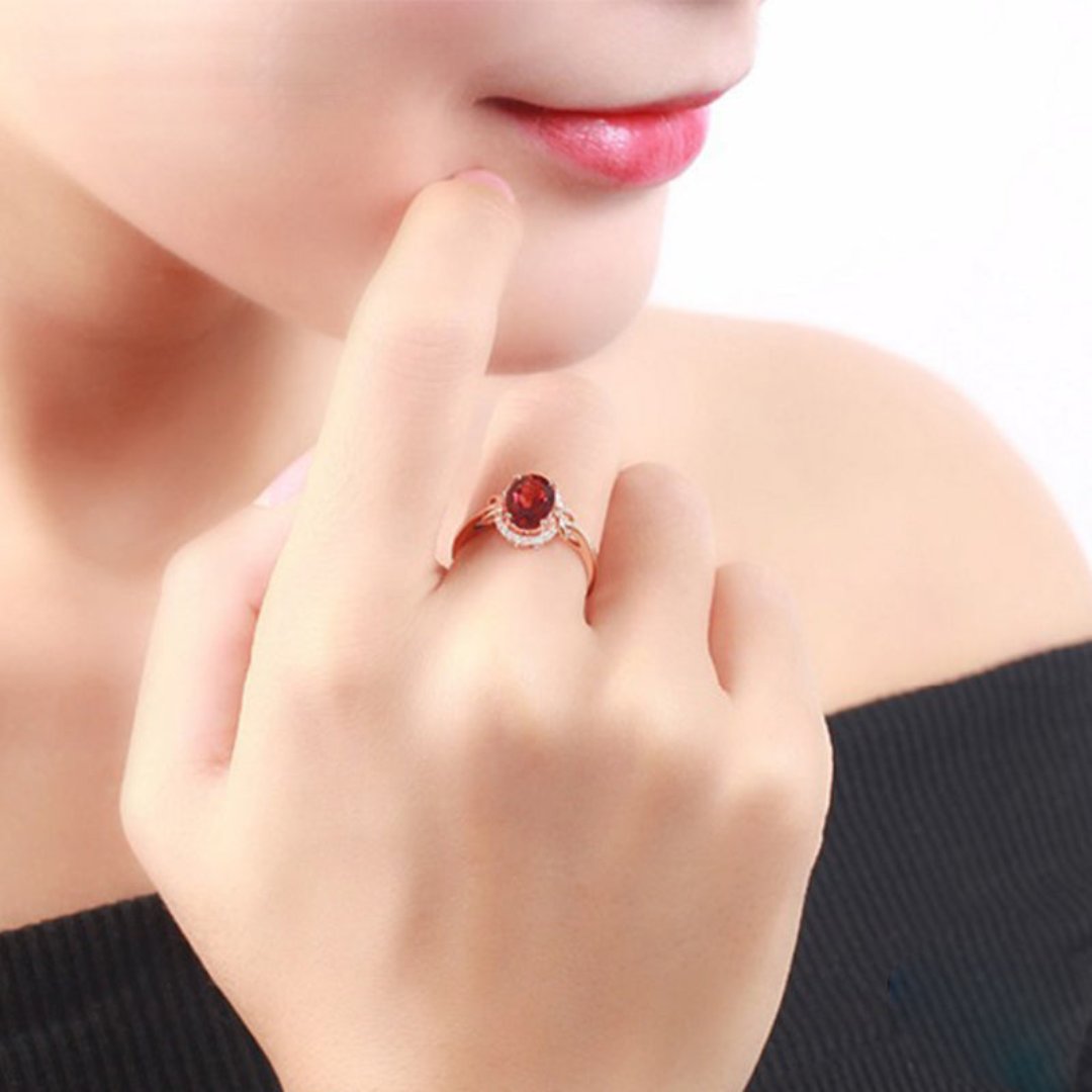 Luxury Garnet & Zircon Sterling Silver Ring - Rings - Pretland | Spiritual Crystals & Jewelry