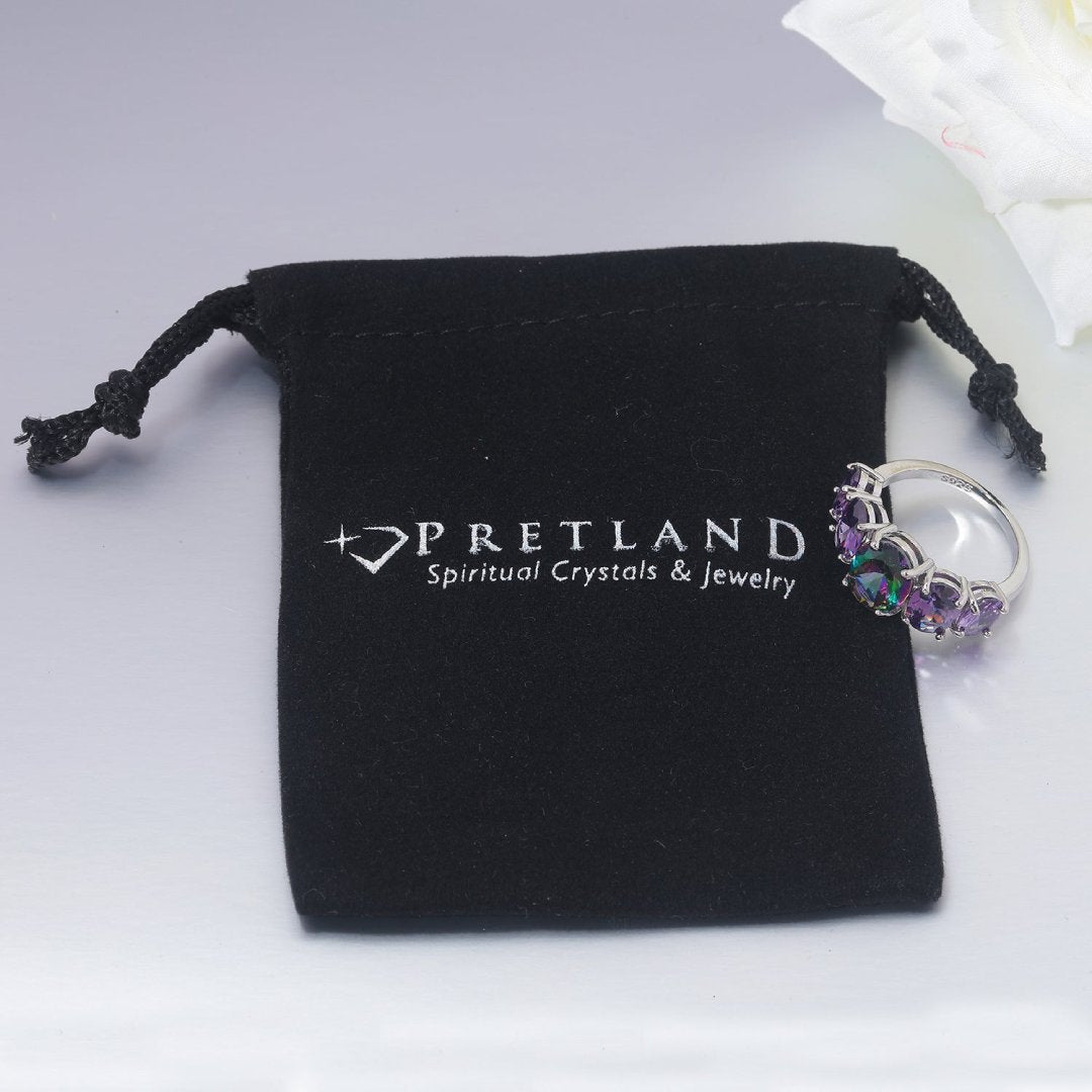 Amethyst & Topaz Silver Ring - Rings - Pretland | Spiritual Crystals & Jewelry