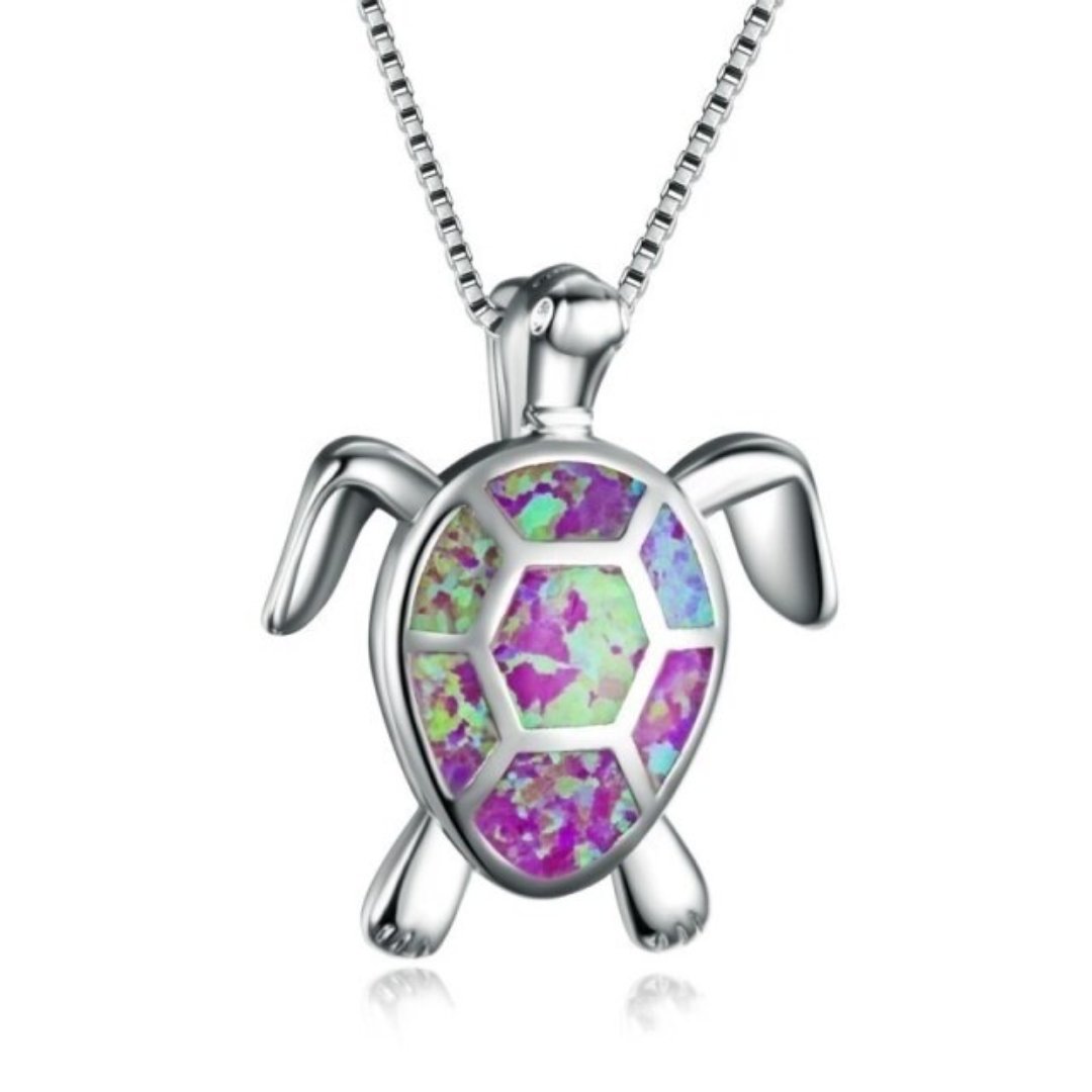Spirit Turtle Opal Silver Necklace - Necklaces - Pretland | Spiritual Crystals & Jewelry