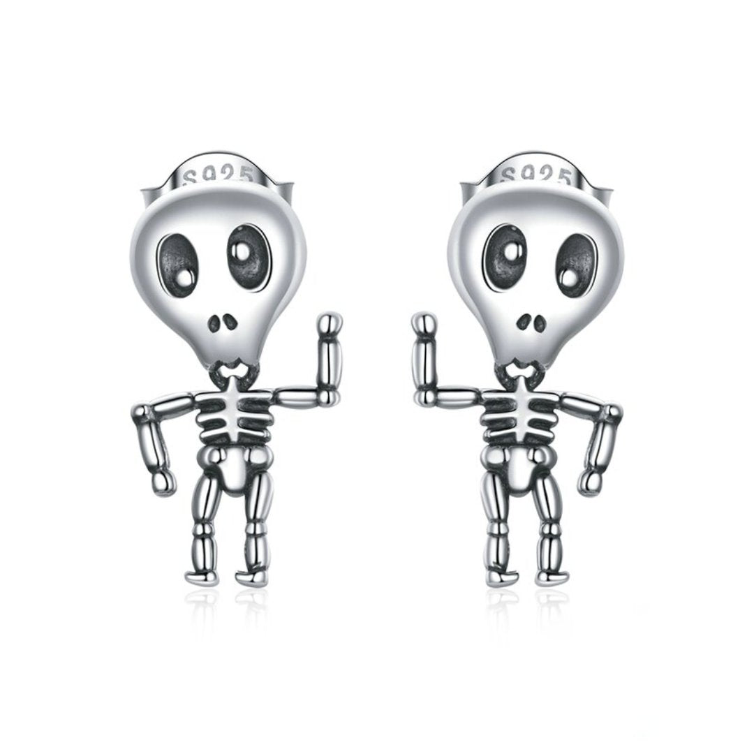 Crazy Skull 925 Sterling Silver Earrings - Stud Earrings - Pretland | Spiritual Crystals & Jewelry