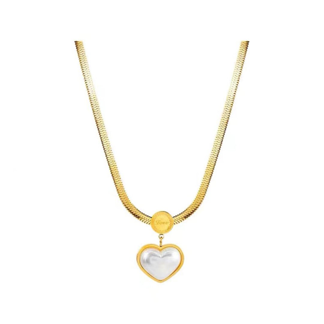 Chic Heart Pearl Gold Color Necklace - Necklaces - Pretland | Spiritual Crystals & Jewelry
