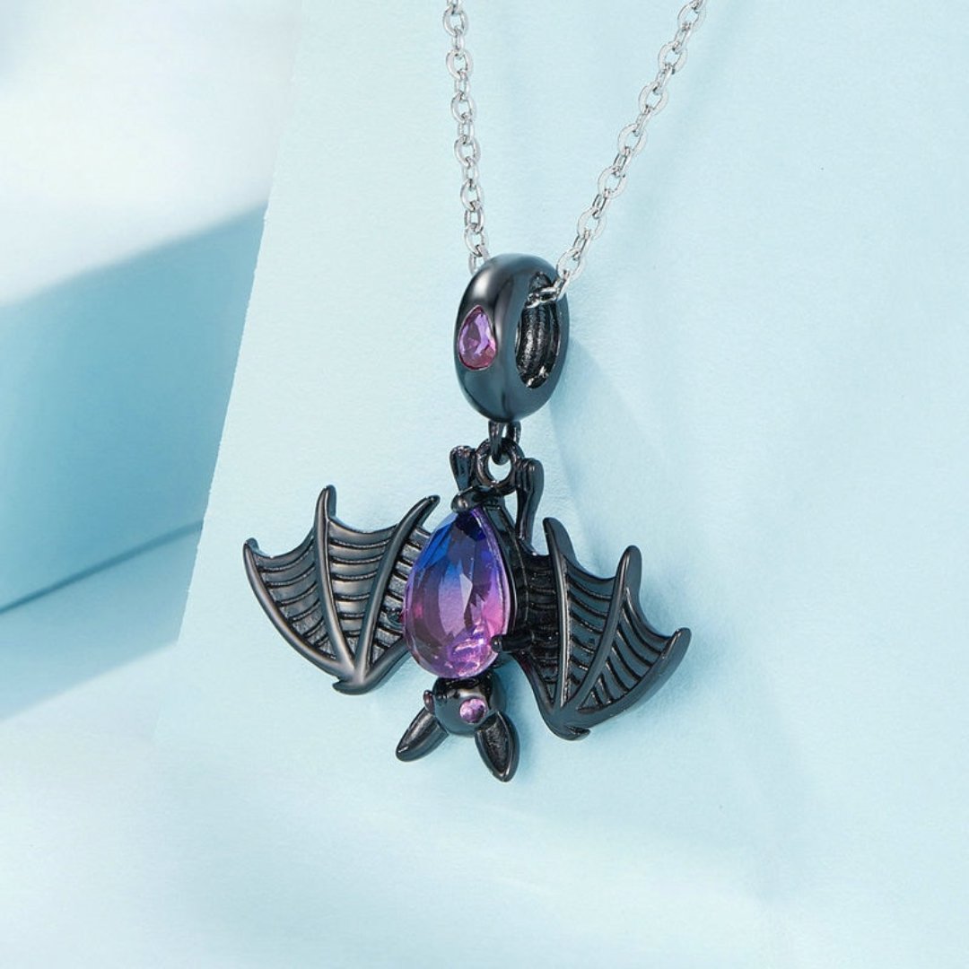 Black Bat Topaz Sterling Silver Pendant - Pendants - Pretland | Spiritual Crystals & Jewelry