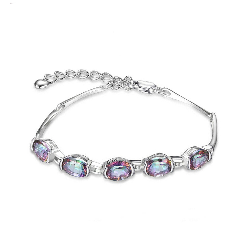 Rainbow Amethyst Sterling Silver Bracelet - Bracelets - Pretland | Spiritual Crystals & Jewelry